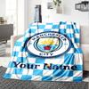 Name Custom Manchester City FC Print Flannel Blanket High Quality Warm Comfortable Cover for All Seasons Perfect for Gifts Home Decor