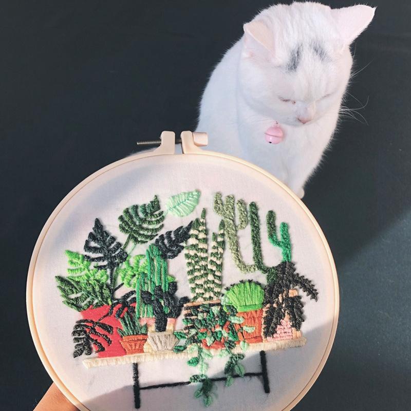 1pc Floral European Pattern Embroidery DIY Fabric Craft Set with Tools