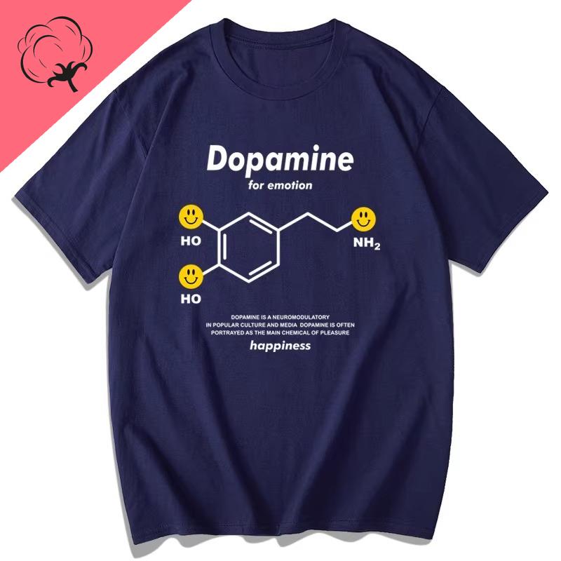 Dopamin Chemische Molekülformel Kurzarm T-Shirt Künstlerische Studenten Spaß Wissenschaftliche Kleidung Unisex Unisex Große Größen T-Shirt