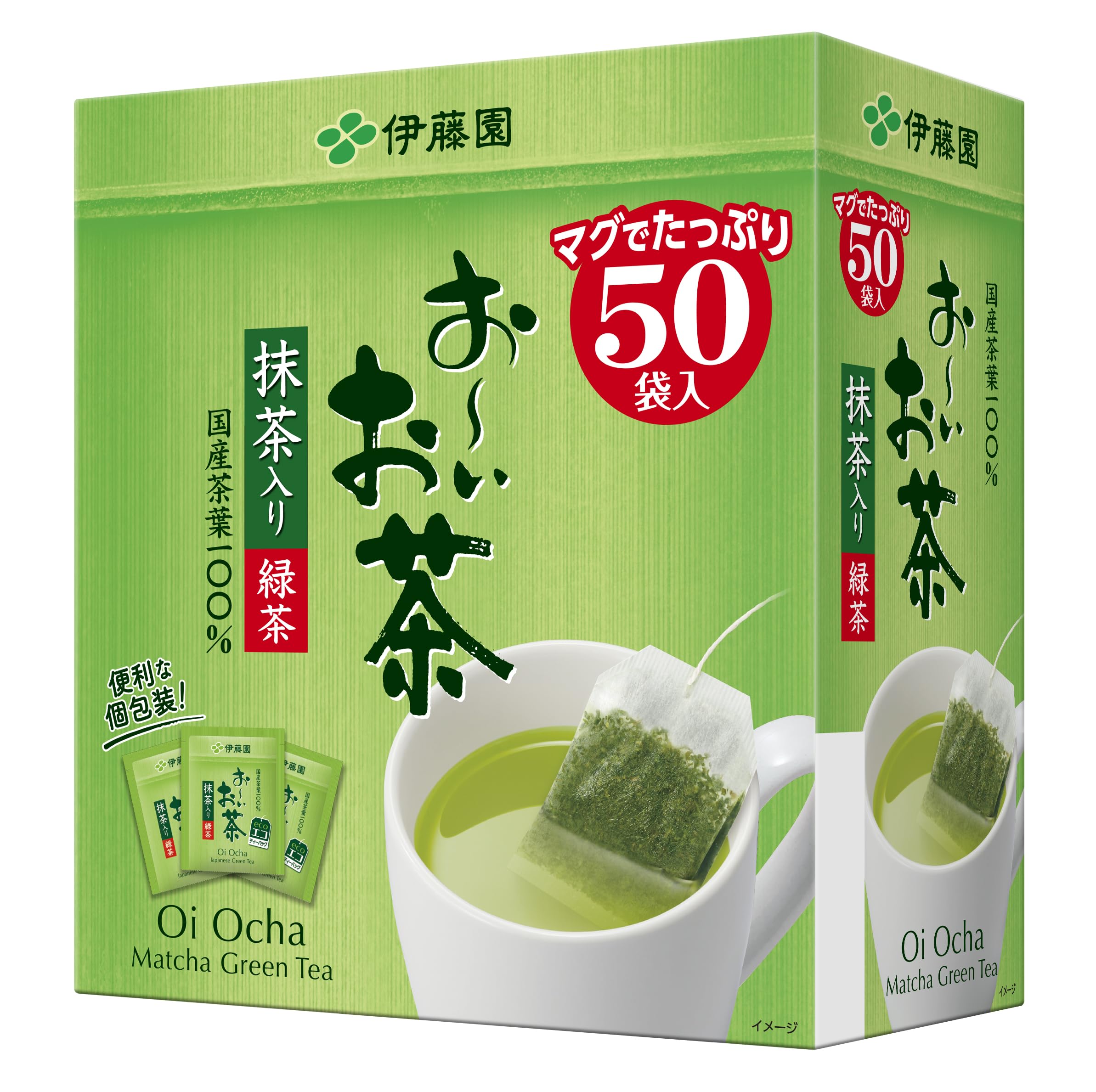 Itoen Oi Ocha Green Tea x 50 Eco Tea Bags (with Matcha), 1.8g bags,