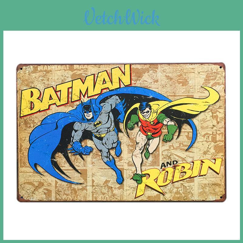 Retro Metal Poster With Cartoon Superhero Design For Bar Pub Home Wall Decor