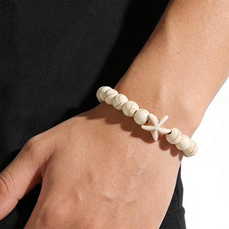 Starfish Handmade Beaded Bracelet with Elastic Cord - Fashionable Commuting Style