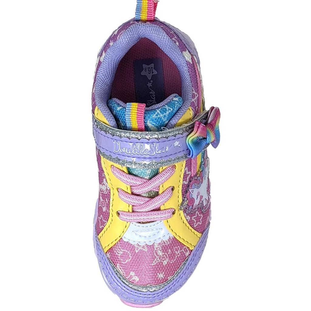 4957 Double Star Luminous Unicorn Girls Kids Sneakers [Double Star] (Purple/Purple (02), 16cm)