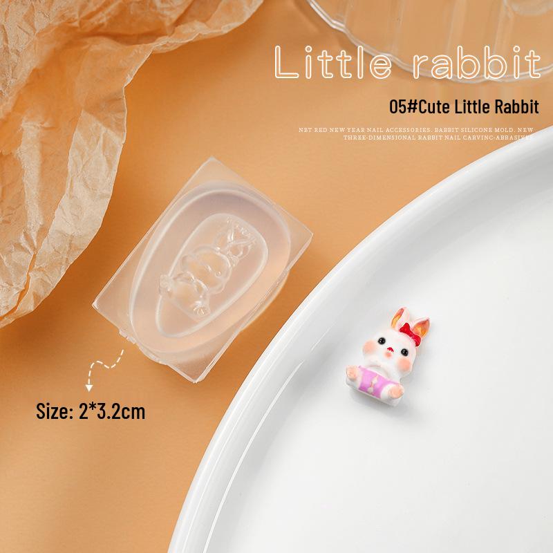 3D Heart Bunny Nail Art Silicone Mold - Japanese Design