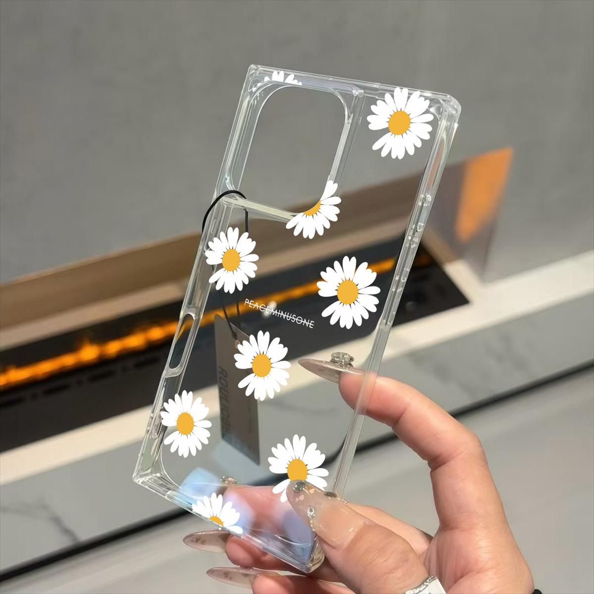 

Clear Square Back Tube Case Protection For iPhone 14 Pro Max 11 12 16 ProMax 13 15 Plus Chrysanthemum Pattern iphone 11 ProMax