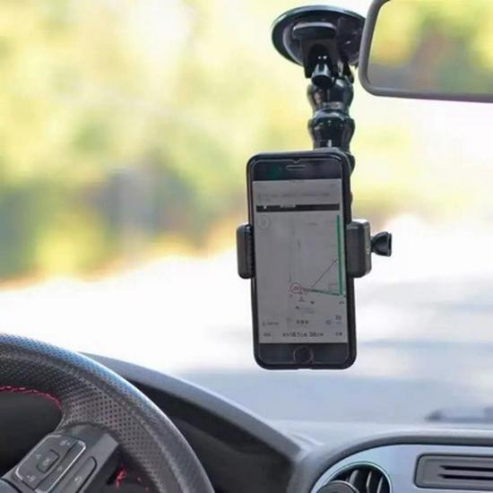 In Stock: Selfie Phone Car Suction Cup Holder with Flexible Arm for Glass & Sports Cameras, Ships Now
