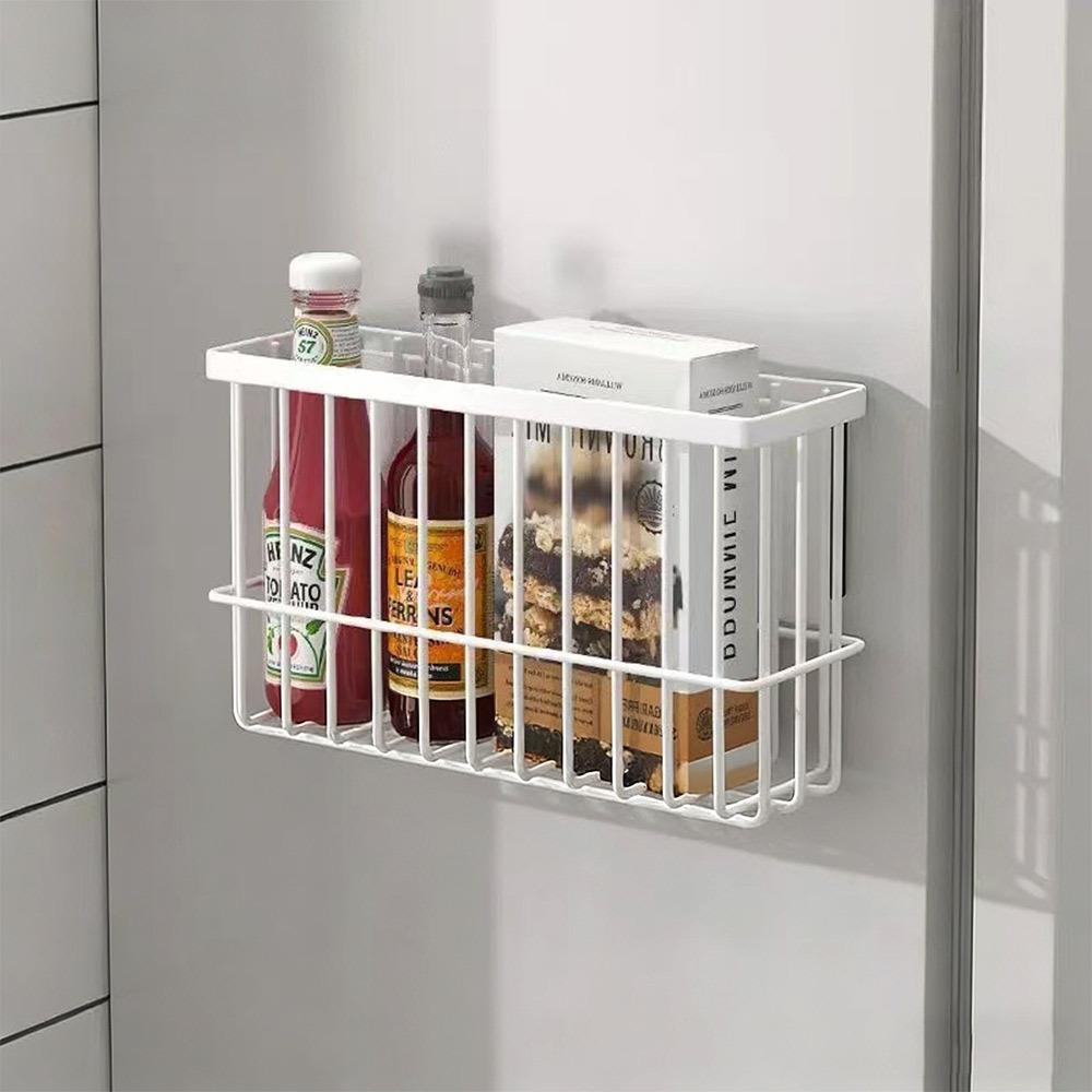 Wall Hanging Magnetic Storage Basket Refrigerator Side Storage Rack  Household Organization
