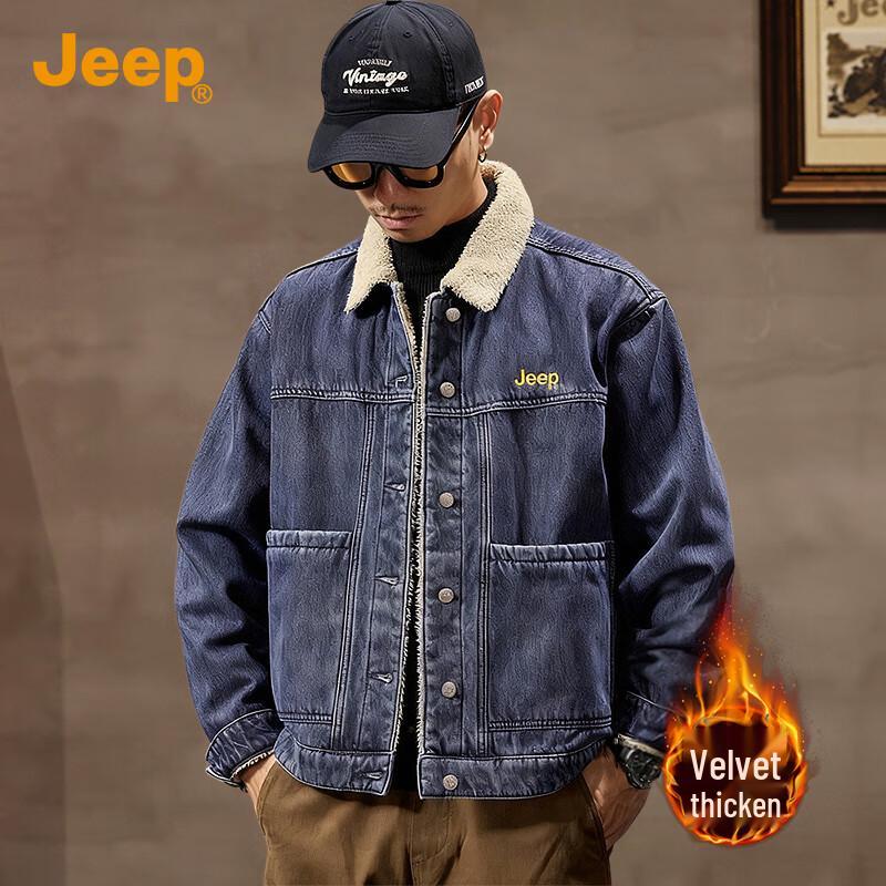 JEEP Men s Fleece-Lined Denim Jacket 2XL
