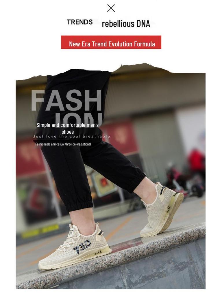 2025 Spring Flyknit Breathable Mesh Running Shoes - Men's Trendy Casual Travel Sneakers, Plus Size Available