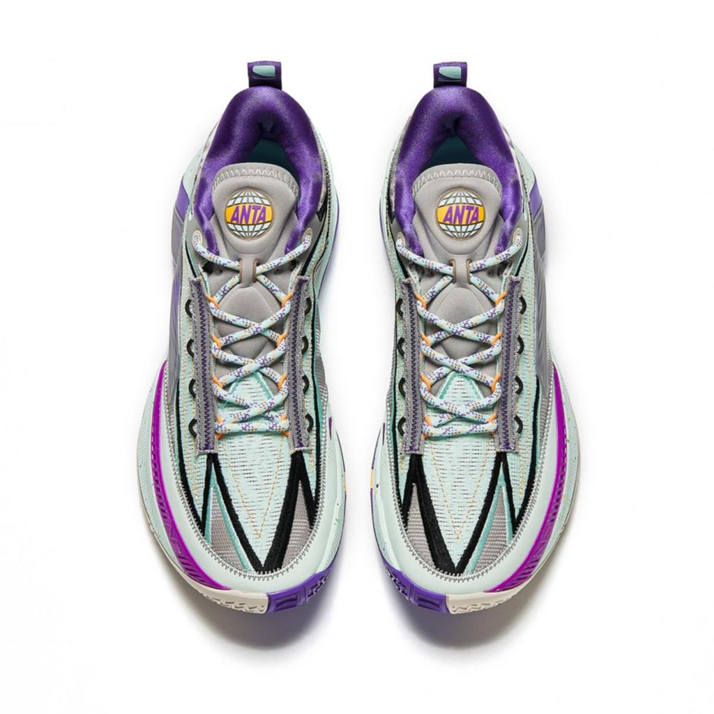 ANTA Men Professional Basketball Shoes Mint Green Purple Grey Splatter 912421111Q-3