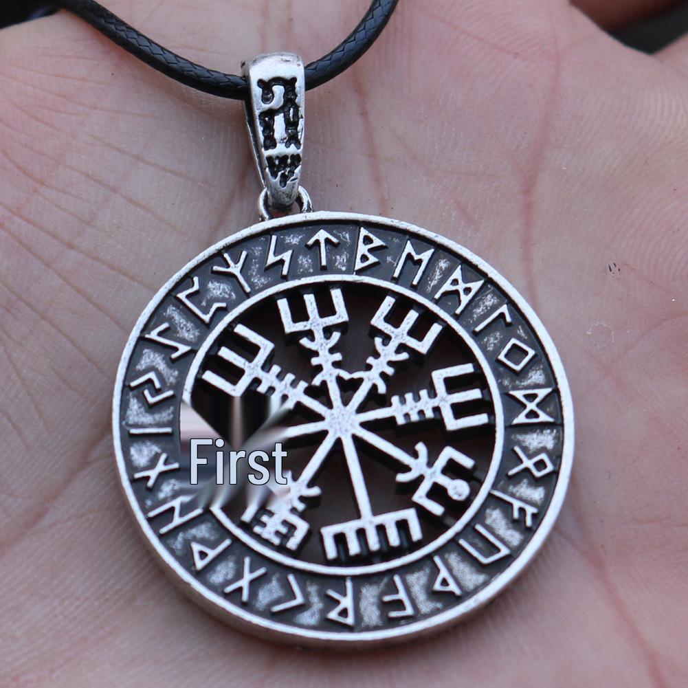 Colier cu Pandantiv Amuletă Nordic Viking Rune Circle pentru Bărbați