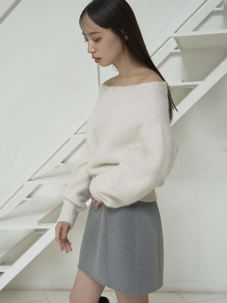 Snidel Fox Alpaca Pullover SWNT244040 IVR Women's Off-the-Shoulder