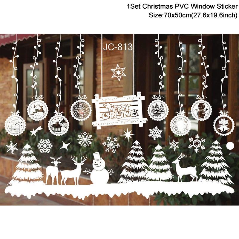 Christmas Window Stickers Santa Claus Snowflake DIY Wall Decal 2026 Christmas Decorations For Home New Year Ornaments Gift 2026
