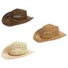 Wide Brim Sunscreen Straw Hat Solid Color Fisherman Hat Retro Western Cowboy Hat  Girl