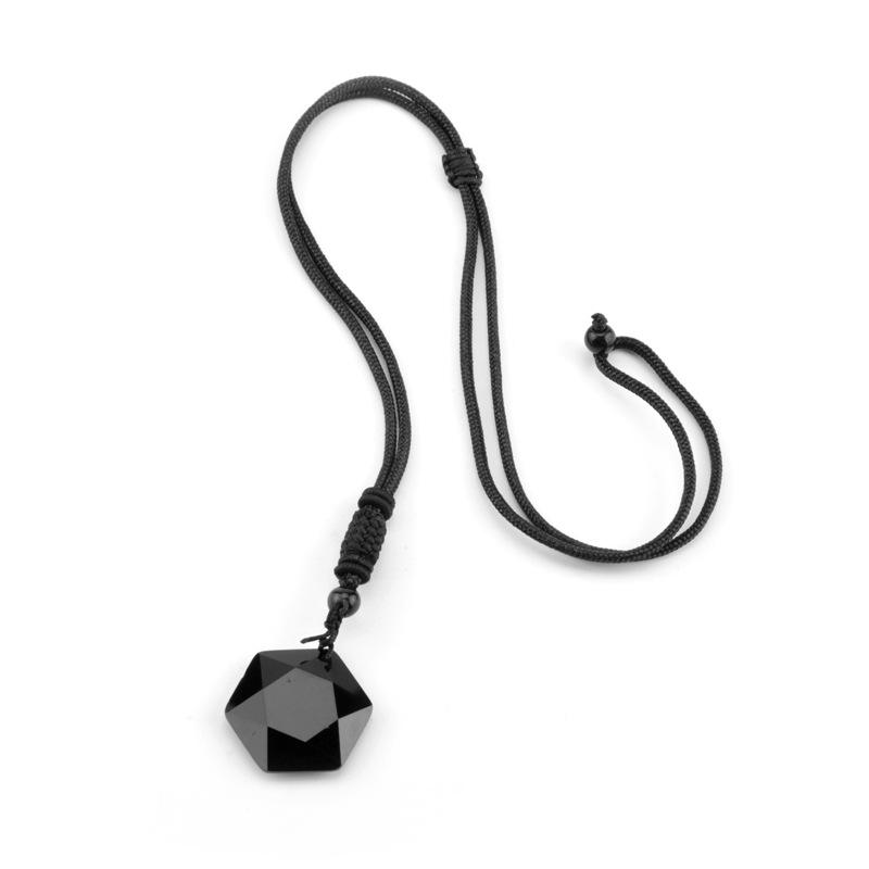 Verkauf: Obsidian Sechszackiger Stern Anhänger Halskette für Männer & Frauen