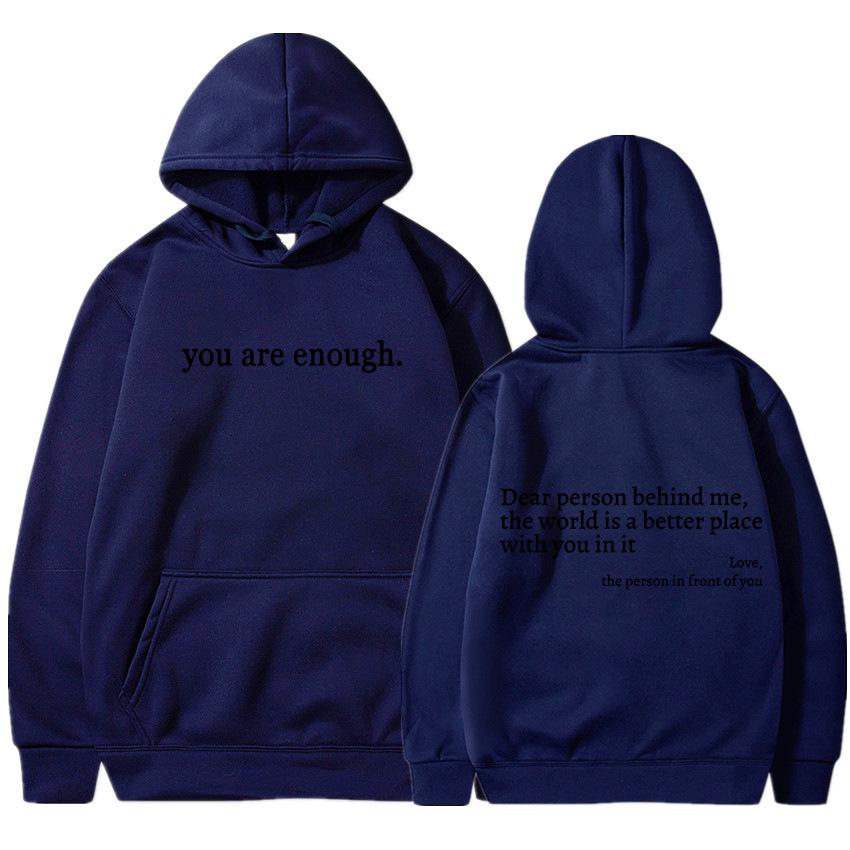Women's Letter Print Hoodie with Kangaroo Pocket and Drawstring