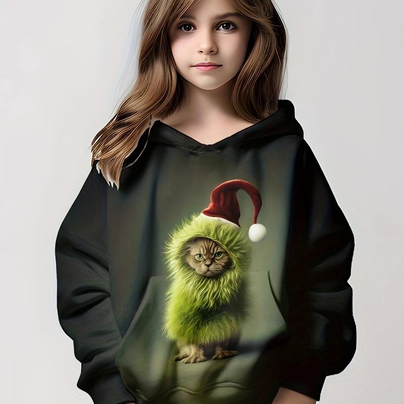 Dětské oblečení Mikiny s dlouhým rukávem Kreslený kočičí potisk Podzimní dětské oblečení Dívčí Kawaii Girl Top Outdoor Dětské Dívčí Oblečení