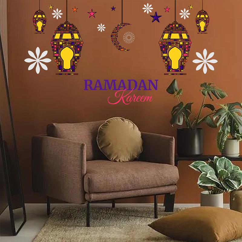 Eid Mubarak Wall Stickers Ramadan Decoration Window Sticker Eid Mubarak Decor 2025 Ramadan Kareem Islam Muslim Party Supplies