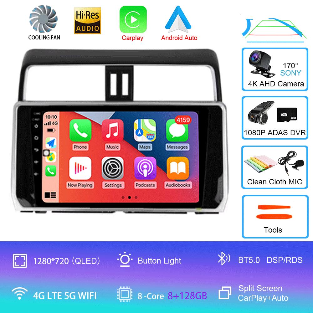 For Toyota Land Cruiser Prado 150 2018 2019 - 2025 Carplay 360 Camera Auto Android 14Car Radio Multimedia Player GPS Stereo Wifi