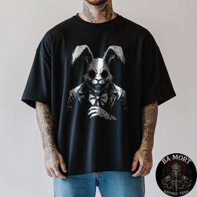 Creepy Goth Rabbit Horror Bunny Weirdcore Rabbit 100% Cotton T-shirt Mens Tees Top