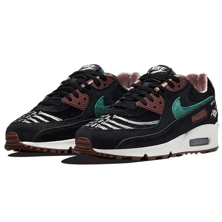 Nike Damen Air Max 90 SE Siempre Familia Schwarz Segel Samt Braun Grün Rauschen Retro Laufen Lifestyle Freizeit Sneaker DO2154-010
