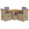 VidaXL Ensemble à manger de jardin avec coussins 5pcs Beige poly rotin 3262773