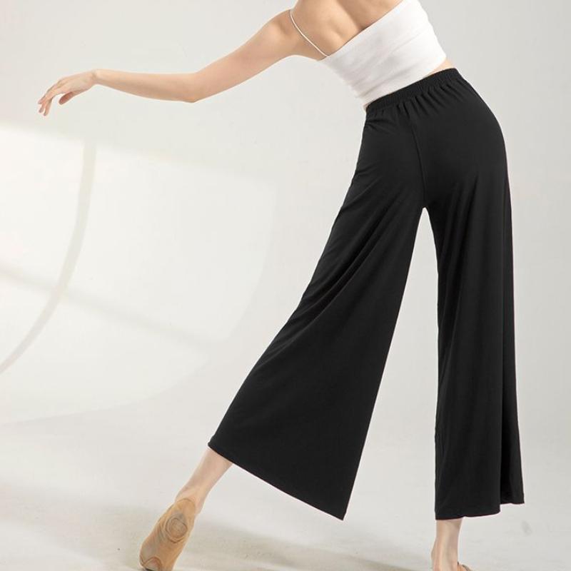 Women's Spring-Summer 9/10 Length Modern Dance Pants | Loose Wide-Leg Practice Trousers for Dancing & Sports