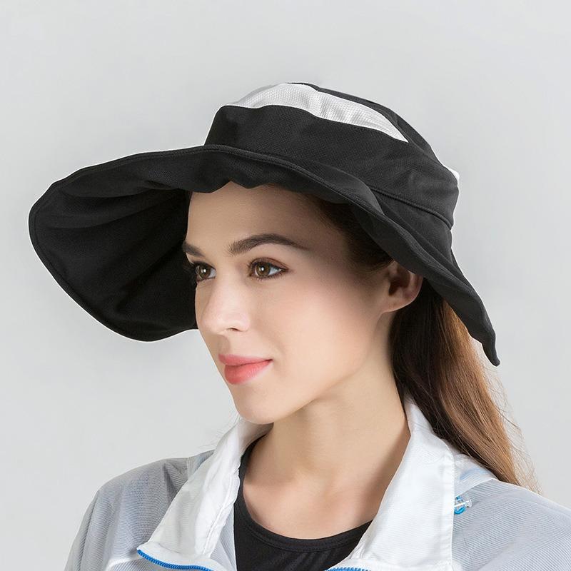 Empty top hat Outdoor women's beach sun protection hat Healthy fabric Versatile sun protection hat Big brim color matching sun protection hat