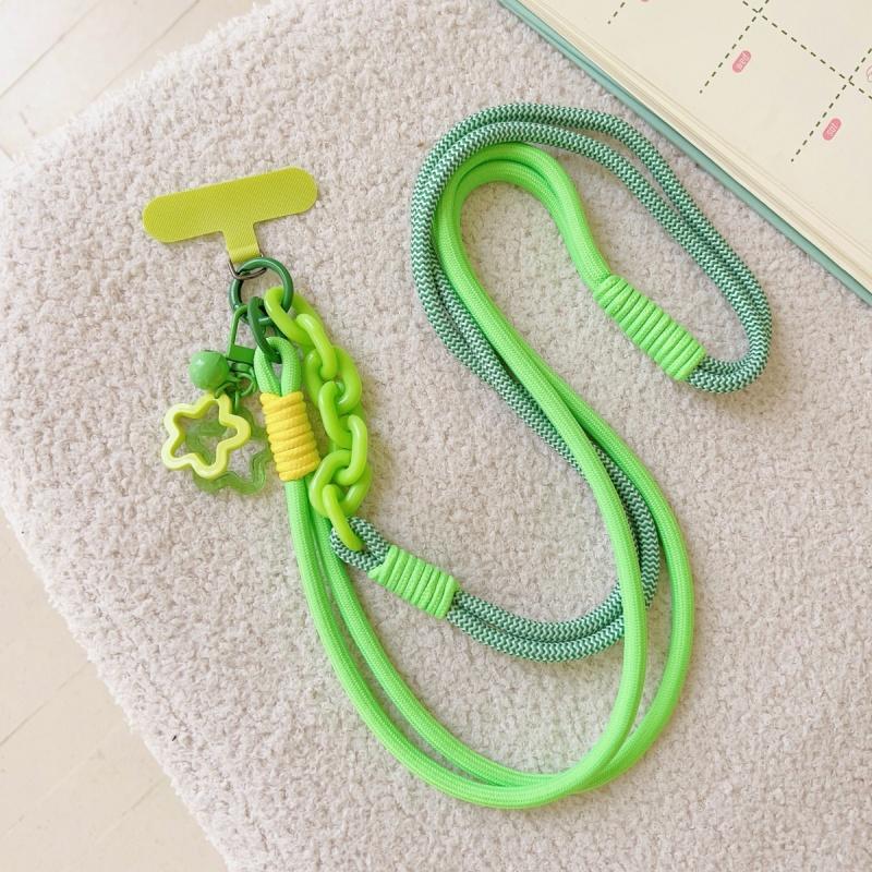 Y2k Korea Cute Star Bell Nylon Diagonal Span Rope Mobile Phone Anti-lost Thickened Halter Chain Outdoor Phone Long Lanyard Chain