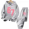 67 Trendy Big Kids Set 4-13Y Abstract Pattern 2Pcs Outfit Comfortable Daily Wear Worldwide Children's Comfortable Sweatshirt Set