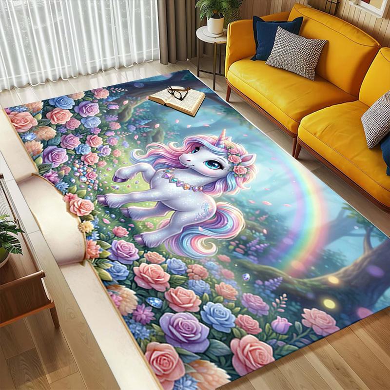 Unicorn Garden Living Room Nonslip Area Rug Soft Carpet For Bedroom Game Playroom Sofa Office Home Decor Doormat Christmas Gift C929684