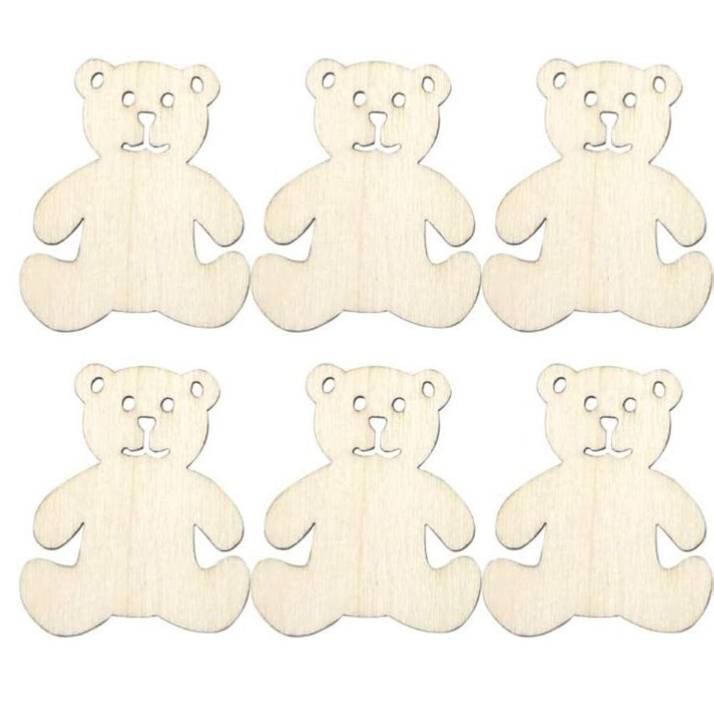 50pcs Bear Shape Bear Shaped Cutouts 41*48mm Hanging Bear Ornaments  for Painting,Home Decor
