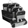 Compression Travel Organizer For Suitcase Clothes Set Of 6 - Black
