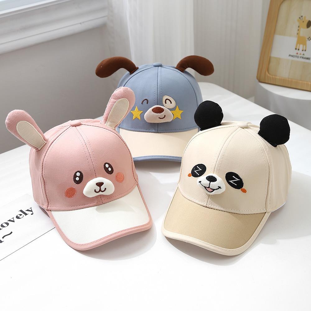 Adjustable Children Baseball Hat Breathable Cartoon Animal Cap Dog Baby Sunscreen Hat  Summer