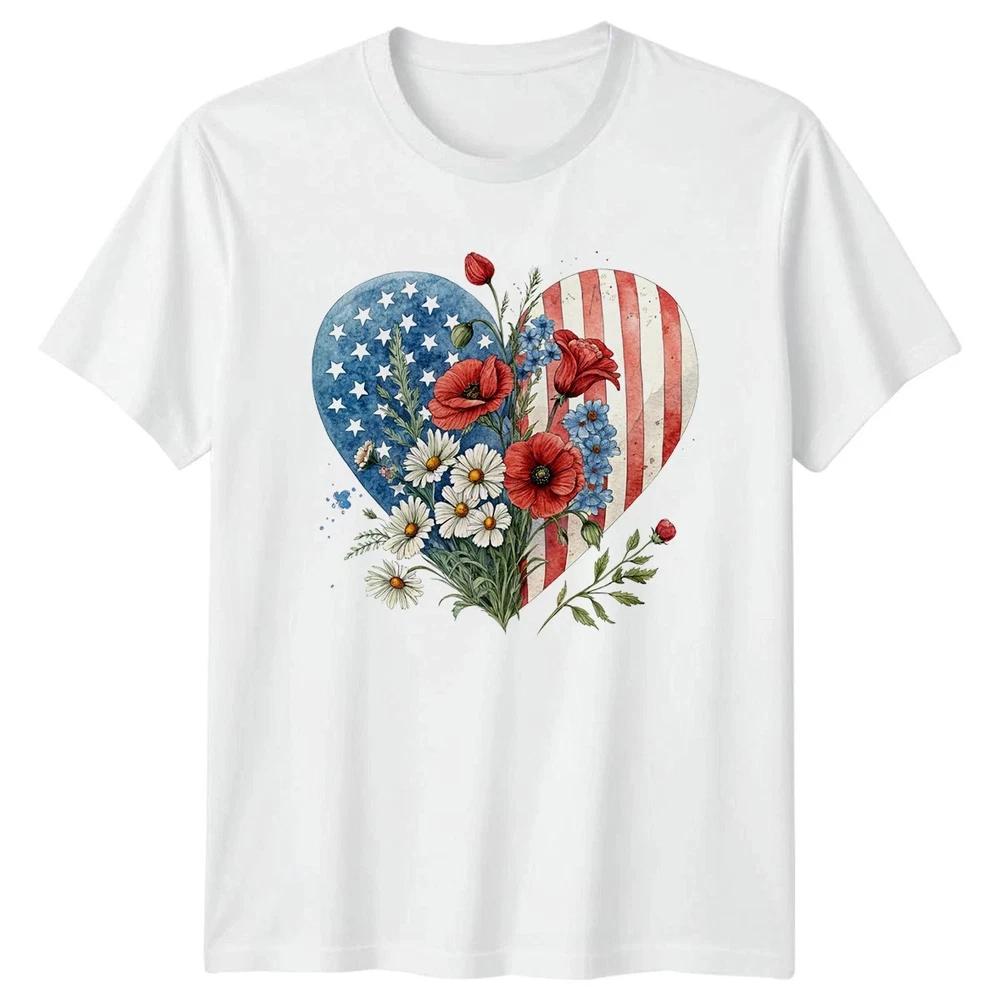 Floral Patriotic Independence Day Unisex T Shirt 4th Of July Gift S