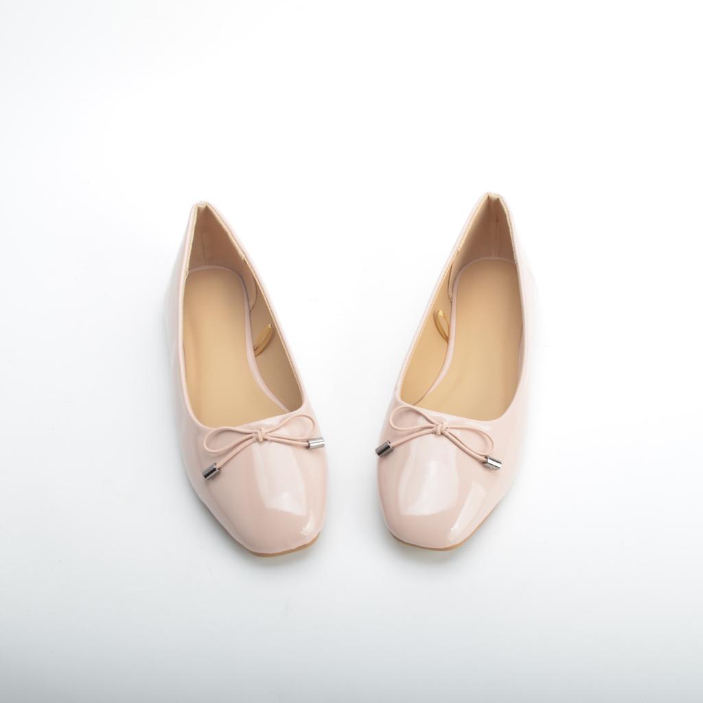 Square head ballet single shoes shallow mouth bright leather flat shoes women's flat women shoes