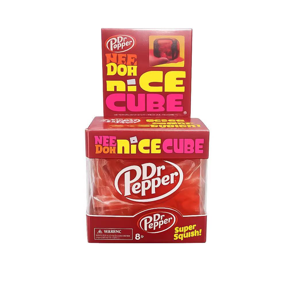 Dr Pepper X NeeDoh Nice Cube Squishy Soft Squeeze Fidget Cube Stress Relief Anxiety Relief Sensory Toy for Kids and Adults