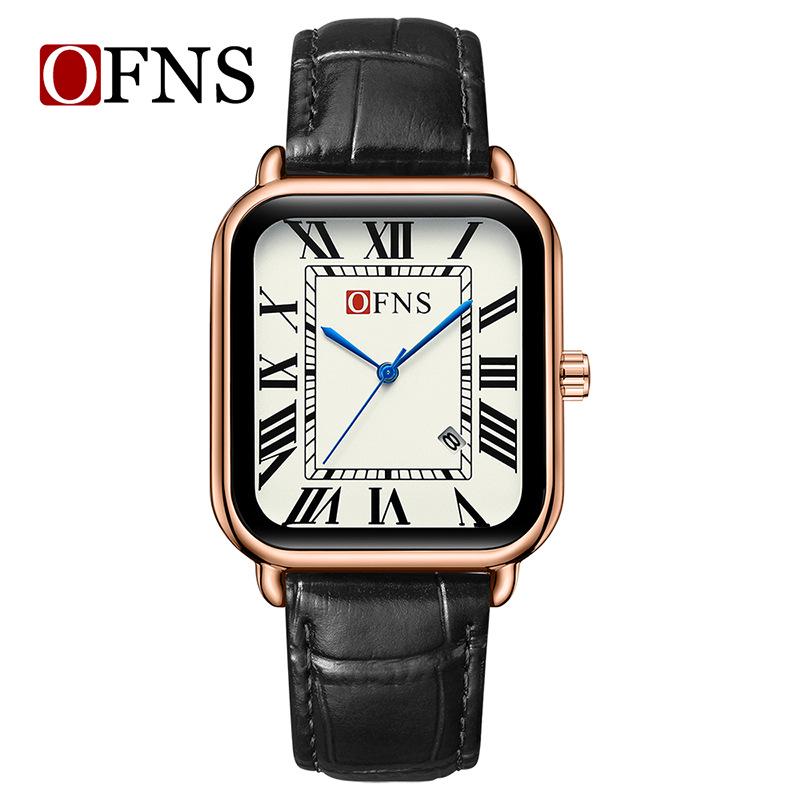 OFNS Silicone Quartz Rectangular Watch - Unisex Fashion with Calendar