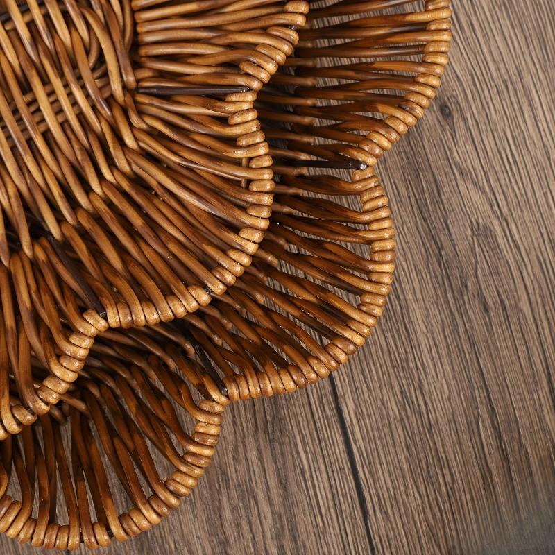 3PCS/SET Rattan Style Woven Storage Basket for Living Room Home Multipurpose Fruit Snack Candy Dessert Tray