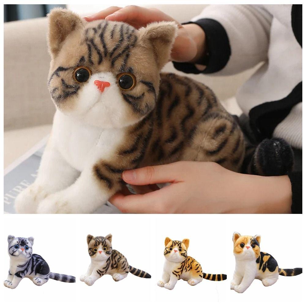 Plush Cat Lifelike Cat Plush Toy Stuffed Aniamls Simulation Cat Toy Stuffed Cat Doll  Home Decor