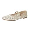 Sheepskin hand-woven Mary Jane shoes summer shallow mouth flat bottom single shoes hollow breathable hole shoes sandals women