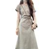 2025 Petite Summer Gray French High-end Waist-slimming Dress