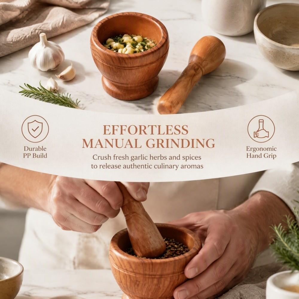 Lightweight Design Spice Grinder Bowl PP Garlic Herb Crusher Manual Pestle Set Garlic Crushing