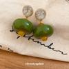 New Chinese Retro Irregular Resin Round Stud Earrings Small Fresh High-end Earrings Niche Design Earrings Women
