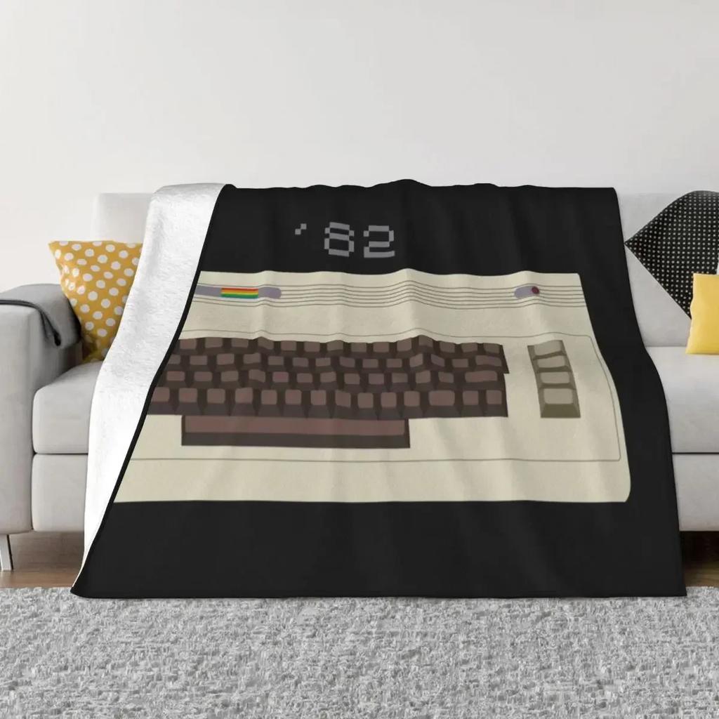Retro Commodore 64 Blanket Soft Fleece Spring Autumn Warm Flannel C64 Amiga Computer Throw Blankets for Sofa Car Bed Bedspread