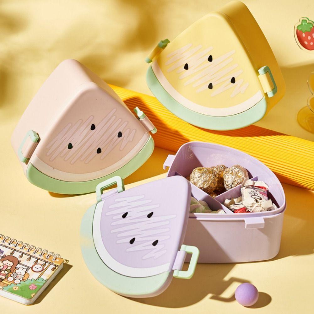 

Cute Divides Lunch Box Watermelon Shape Food Storage Container Breakfast Boxes Camping