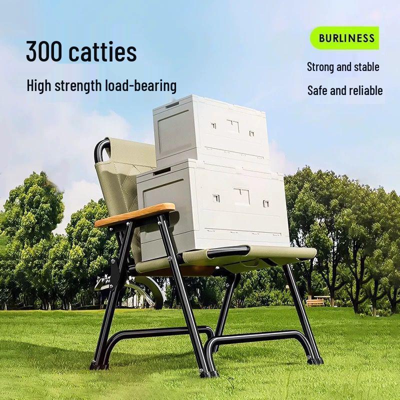 Cotton-Padded Kermit Folding Camping Chair with Backrest for Outdoor Use