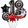 6PCS Motor Helmet Balloon Wheel Tire Racing Balloons Birthday Decor Boys Race Car Dirt Bike Motorcross Hot Wheel Party Supplies
