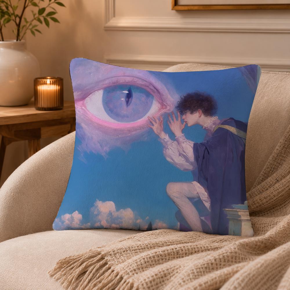 Angel Digital Art Cool Cushion Cover Anti-dustmite Pillowcase Invisible Zipper Silky Short Plush Sofa Cushion Cover