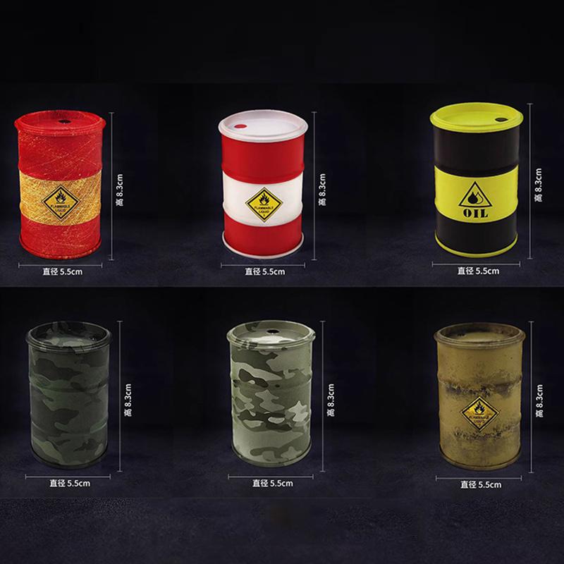 Iron Mini Oil Drum Model Chemistry Oil Drum Model Car Model Storage Box Desktop Decoration War Games Scene Model for Xmas Gifts